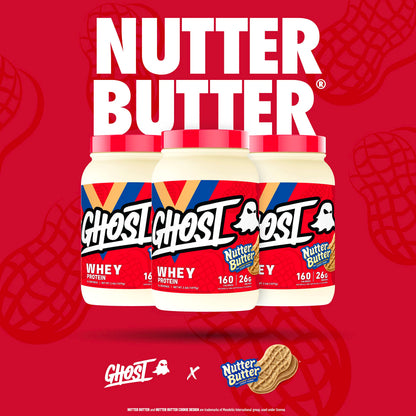 GHOST Whey Protein Powder, Nutter Butter - 2LB Tub, 26G of Protein - Peanut Butter GHOSTBuy Supplements Australia