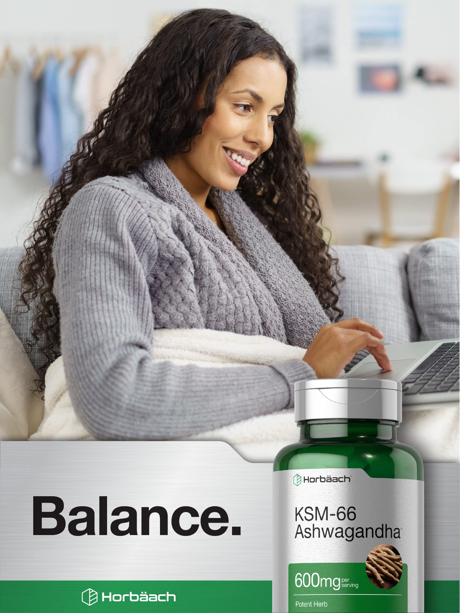 Horbäach KSM-66 Ashwagandha 600mg | with L-Theanine | 60 Coated Caplets | Vegan, Non-GMO, Gluten Free Complex Supplement HorbäachBuy Supplements Australia