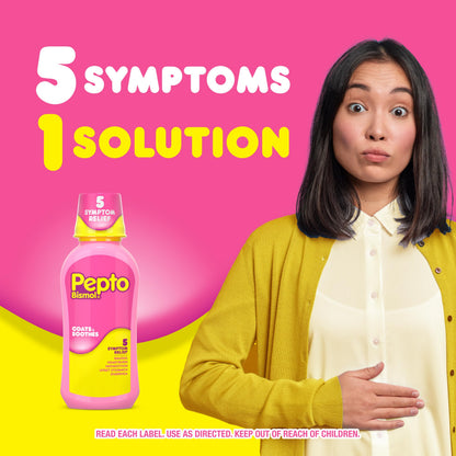 Pepto Bismol Liquid, Upset Stomach Relief, Nausea Relief, Heartburn Relief, Indigestion Relief, Anti Diarrhea Medication for Adults - 5 Symptom Fast Relief, 2x12 oz Pepto Bismol buy supplements Au