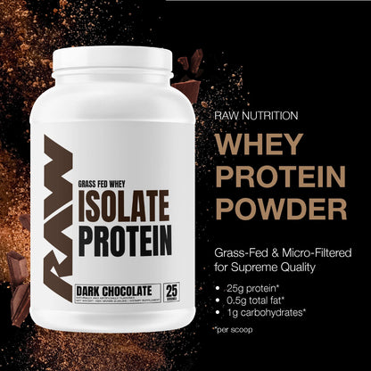 RAW Whey Isolate Protein Powder, Dark Chocolate - 100% Grass-Fed Sports Nutrition RAWBuy Supplements Australia