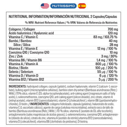 NUTRISSIMO Collagen + Hyaluronic Acid + Biotin + CoQ10 + Vitamins A, C (non-acidic), D and B12 + Zinc NUTRISSIMOBuy Supplements Australia