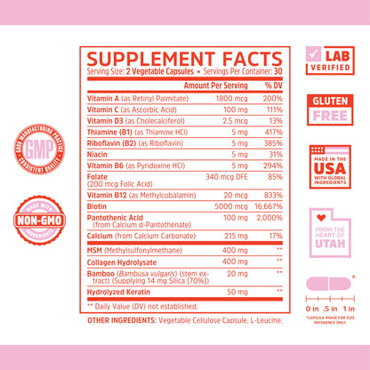 Zhou Hairfluence, Hair Growth Supplement with Biotin 5000mcg, Collagen, Keratin, Zhou NutritionBuy Supplements Australia