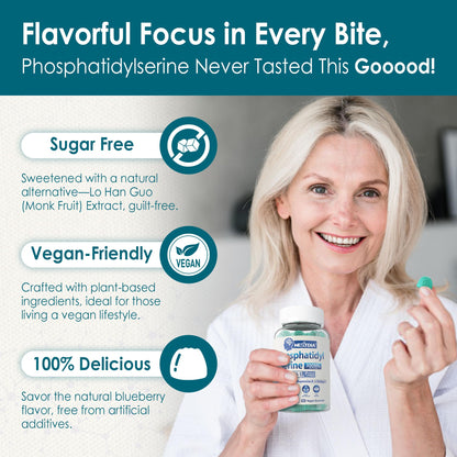 Phosphatidylserine - Nootropic Brian Supplement, Focus & Energy Gummies+ Bacopa Monnieri, Omega 3, Huperzine A, Methyl B12 & B6 for Seniors, Gamers, Workers, Non-GMO, Caffeine-Free, Sugar Free, 2 Pack NextdiaBuy Supplements Australia