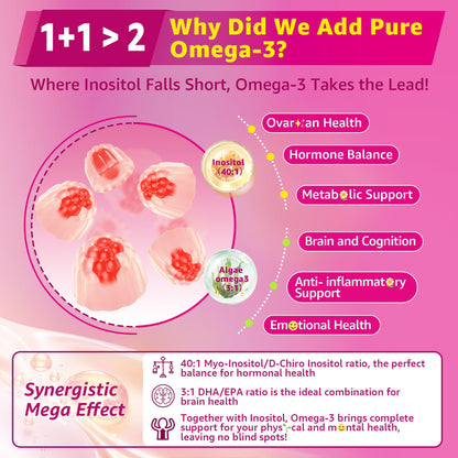 Myo-Inositol & D-Chiro Ideal 40:1, Inositol + Omega-3(3:1) Gummies, Hormone Balance for Women | Sugar Free Inositol Gummies w/Omega 3 DHA:EPA (3:1), Inositol Supplement for Cycle Health, Vegan, 60 Ct EnvyCureBuy Supplements Australia