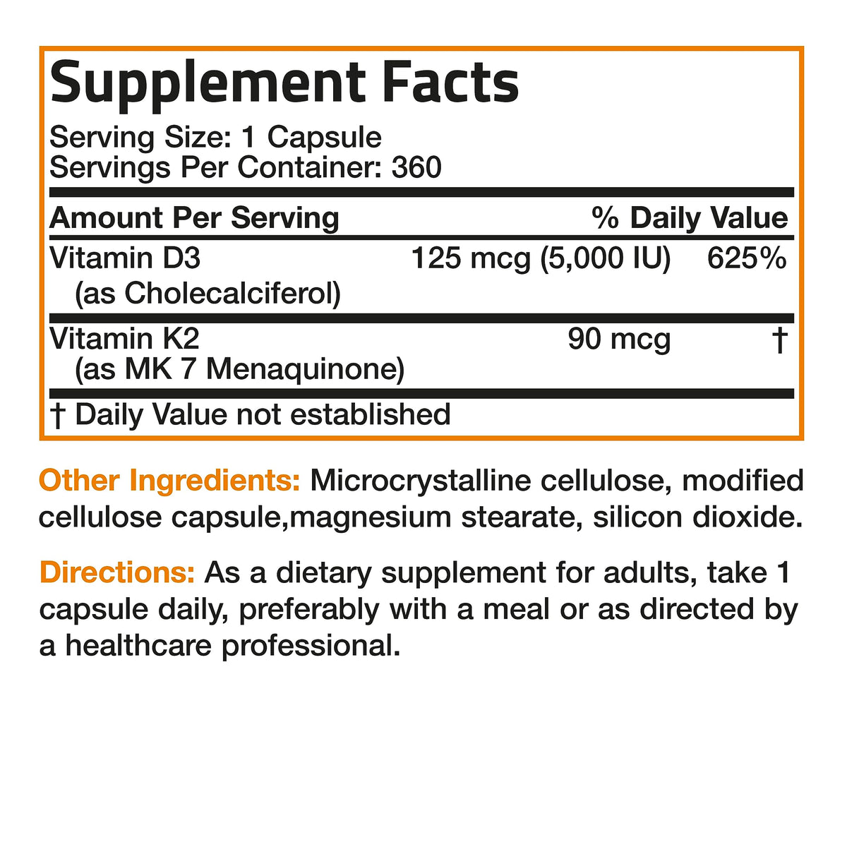 Bronson Vitamin K2 (MK7) with D3 Supplement Non-GMO Formula 5000 IU Vitamin D3 BronsonBuy Supplements Australia