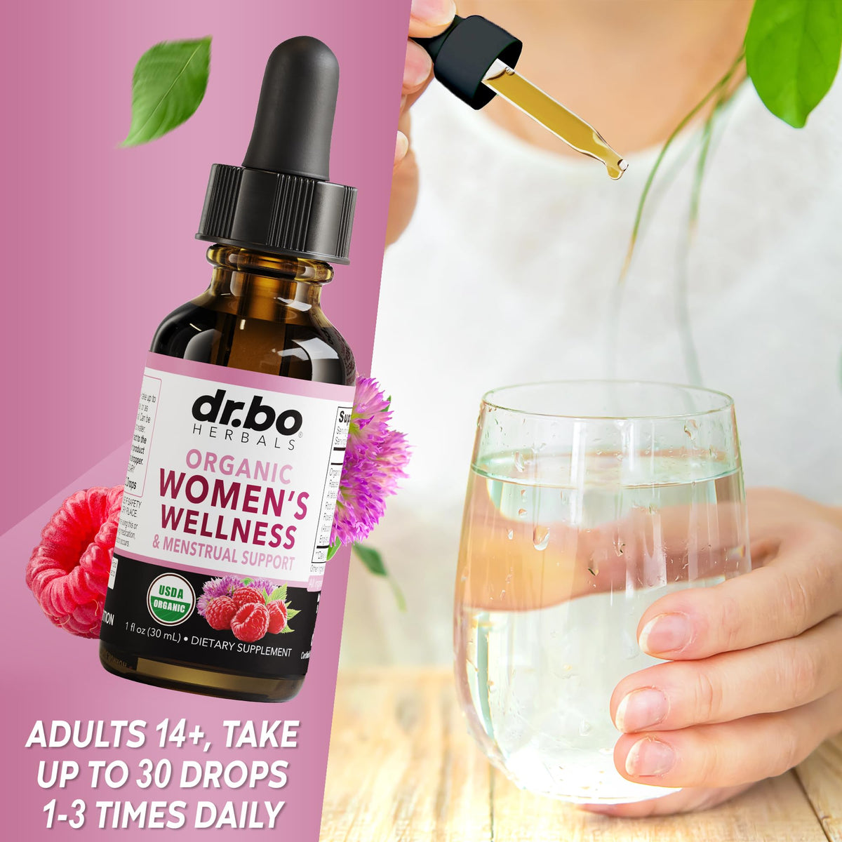 Hormone Balance for Women & PMS Relief - Women's Wellness Organic Hormonal Balance Supplements Liquid Drops & Menstrual Cramp Period Support - Raspberry Leaf, Chasteberry, Black Cohosh Supplement 1 Oz DR. BOBuy Supplements Australia