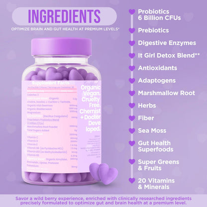 Gut Health Cleanse Detox Gummies for Women & Teens – Probiotics, Prebiotics, Digestive Enzymes & Superfoods Greens Blend – Vegan Daily Digestive Supplement for Bloating Relief, Debloat & Gut Wellness It Girl VitaminsBuy Supplements Australia