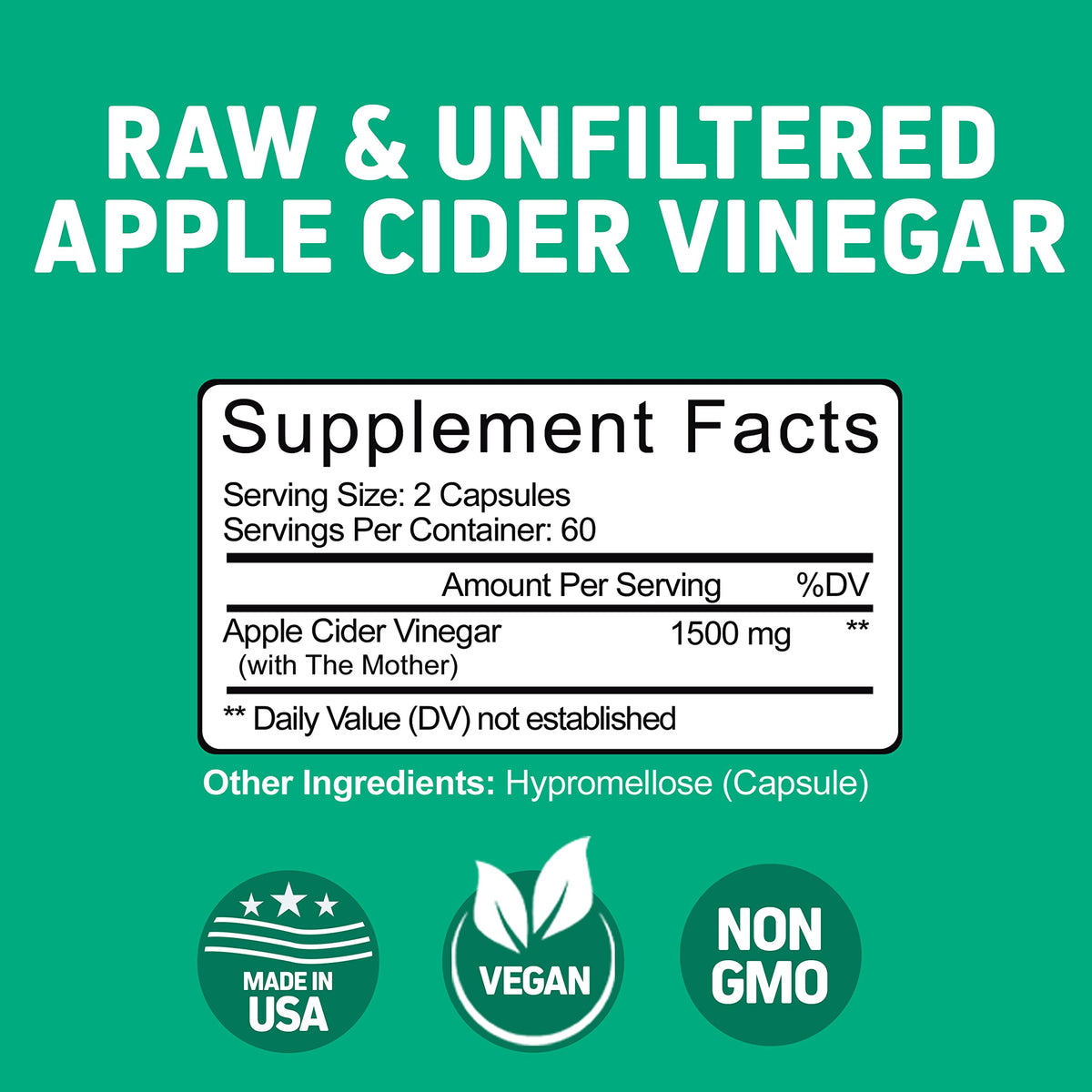 Herbtonics Raw Apple Cider Vinegar Capsules, 1500mg Detox Support (Packaging May Vary), 90 Caps HerbtonicsBuy Supplements Australia