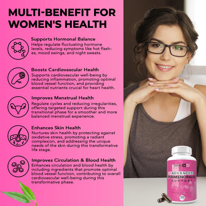 Perimenopause & Menopause Support Supplement for Women – Multi‑Symptom Relief with Black Cohosh & Red Clover Isoflavones | Ashwagandha Adaptogen & Herbal Blend | Hormone Balance Support | 120 Capsules SelecWellBuy Supplements Australia