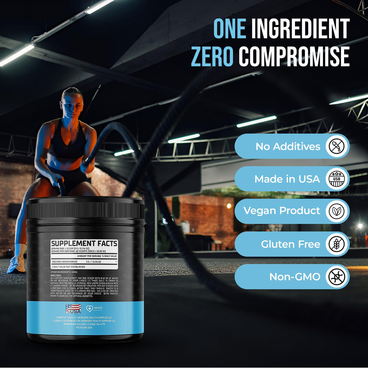 NHHS Micronized Creatine Monohydrate – Supports Strength & Muscle Performance | Ultra-Pure, Unflavored, 60 Servings, 300 Grams – Made in USA, Gluten-Free, Non-GMO NHHSBuy Supplements Australia