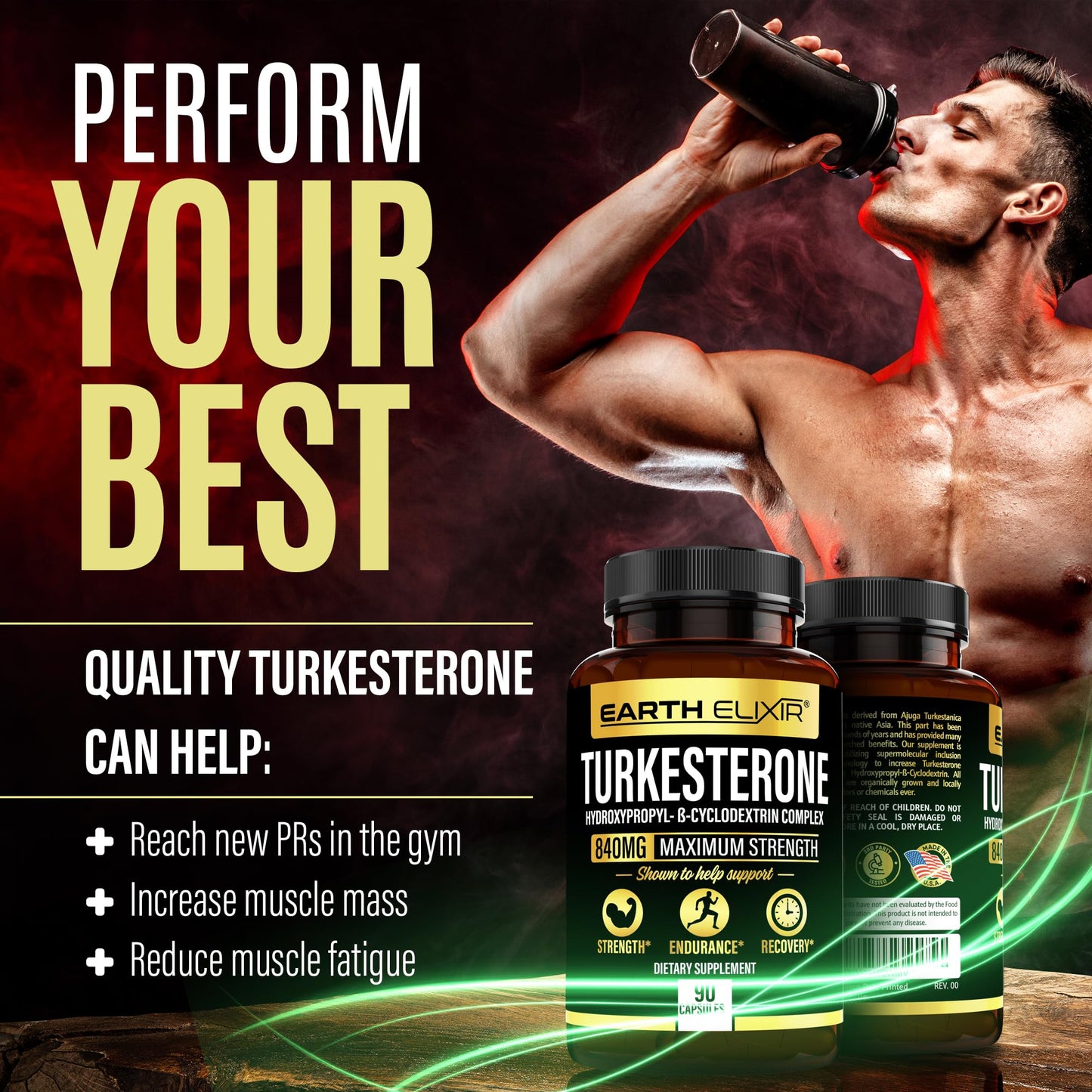 Turkesterone 840 mg – Natural Testosterone Support - 100% Pure Turkesterone Supplement for Men & Women - Ajuga Turkestanica Extract - Made in USA & 3rd Party Tested for Strength, Energy & Vitality Earth ElixirBuy Supplements Australia