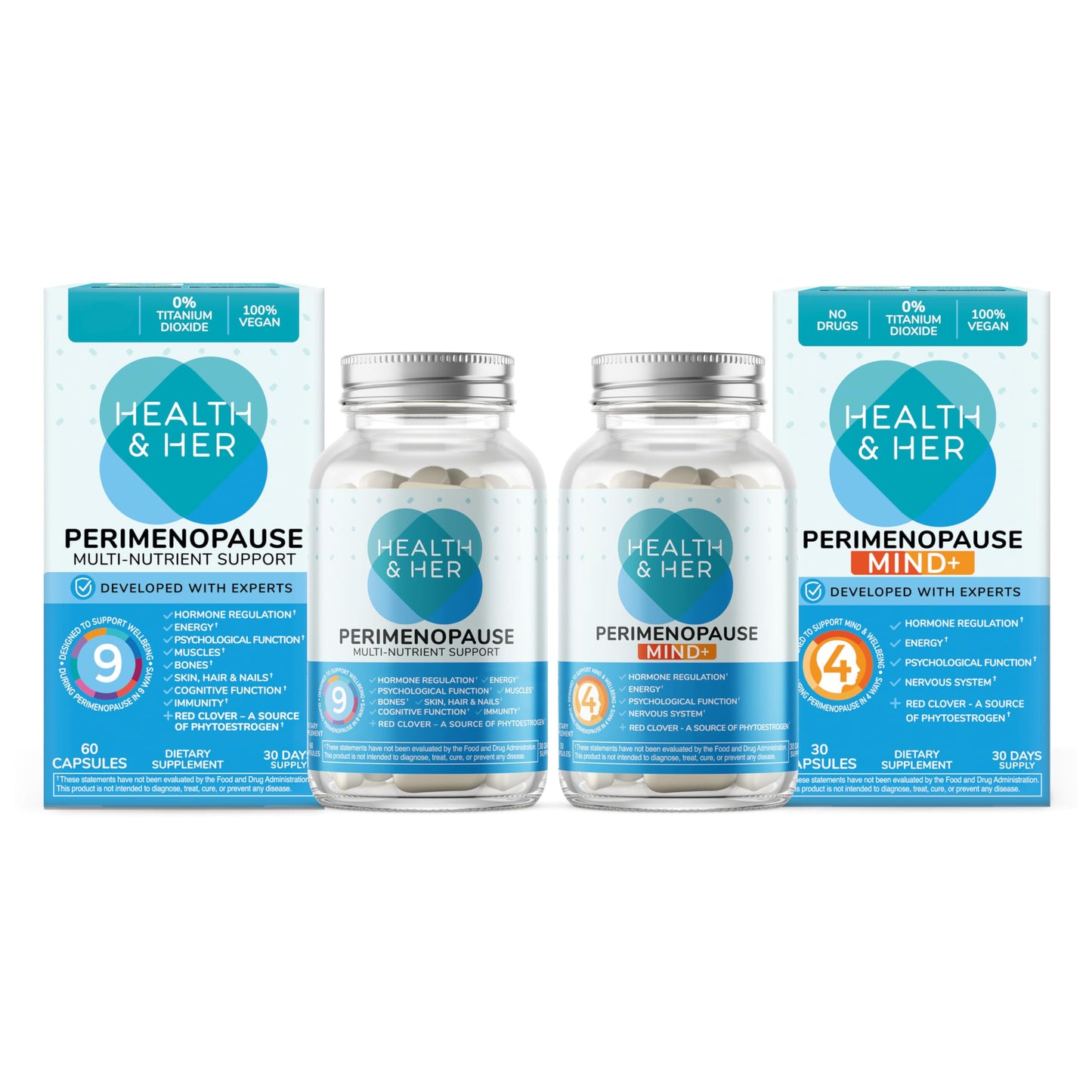 Health & Her Perimenopause & Mind+ - Multi-Nutrient and Cognitive Function Support Bundle (1-Month Supply) Health and HerBuy Supplements Australia