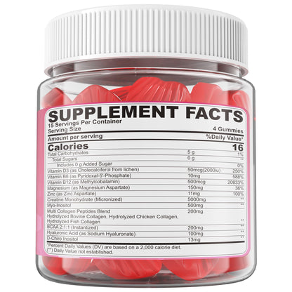 Creatine for Women Gummies, Micronized Creatine Monohydrate + Myo-Inositol, Collagen Peptides, BCAAs, Hyaluronic Acid, Vitamin B6 B12, Zinc for Enërgy, Föcus, Hörmonal Balance, Sugar Free, 120 Counts LILICAREBuy Supplements Australia
