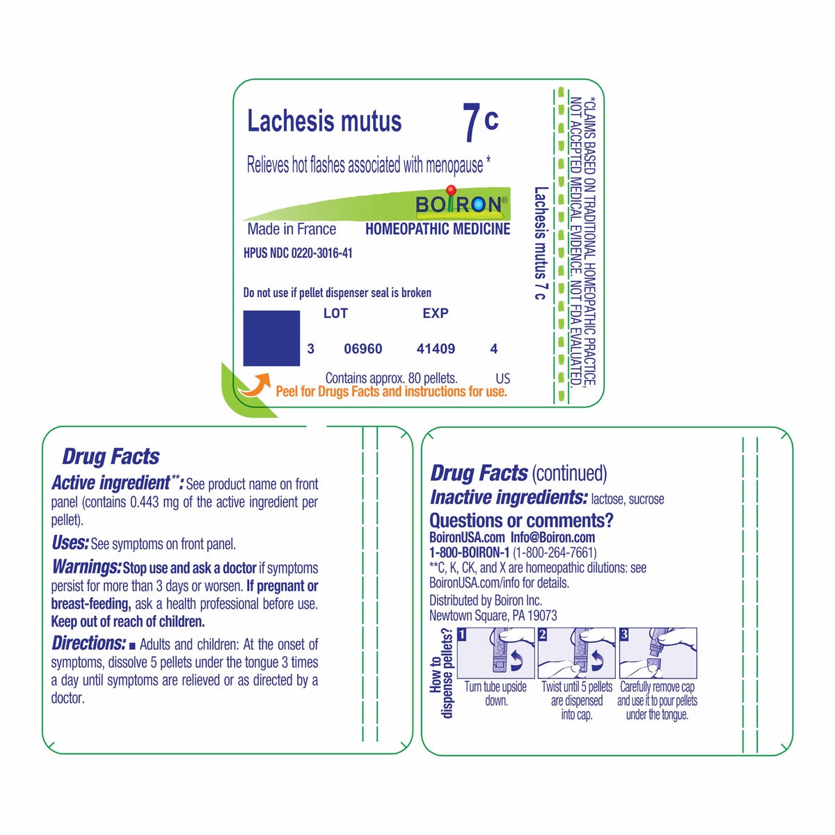 Boiron Lachesis Mutus 7C for Hot Flashes from Menopause - 80 Pellets BoironBuy Supplements Australia