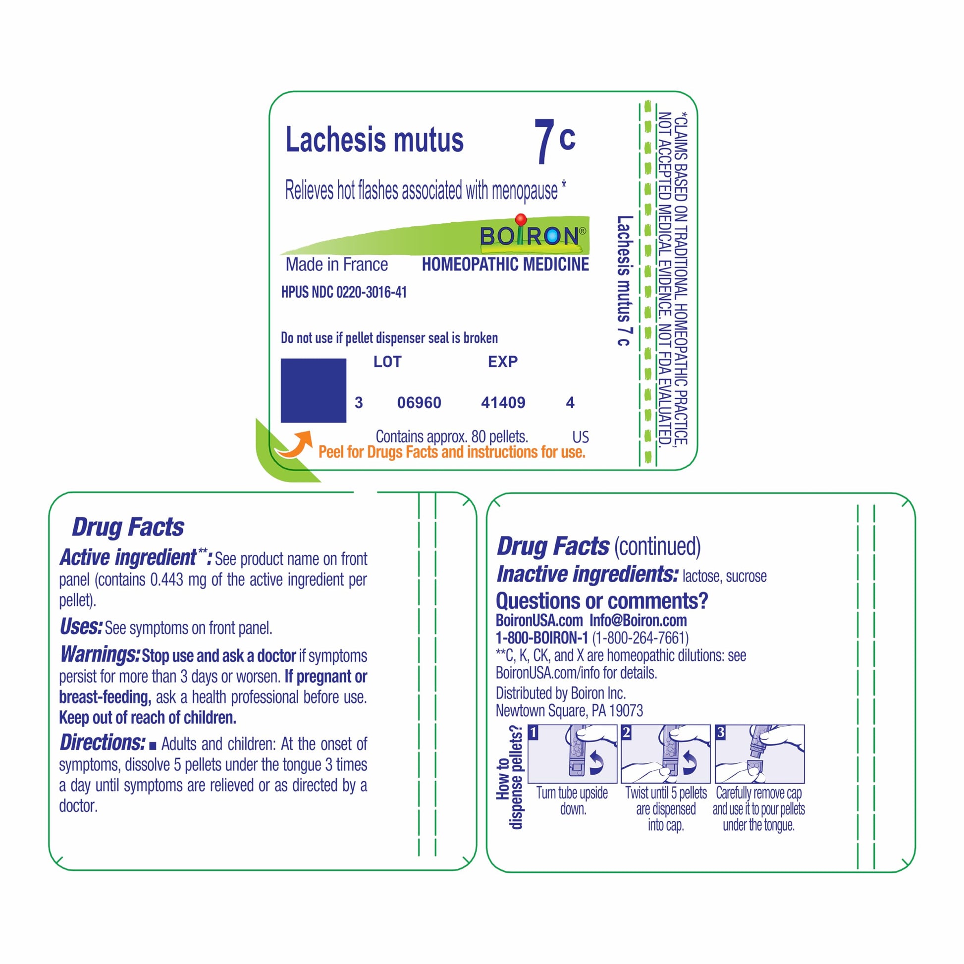 Boiron Lachesis Mutus 7C for Hot Flashes from Menopause - 80 Pellets BoironBuy Supplements Australia