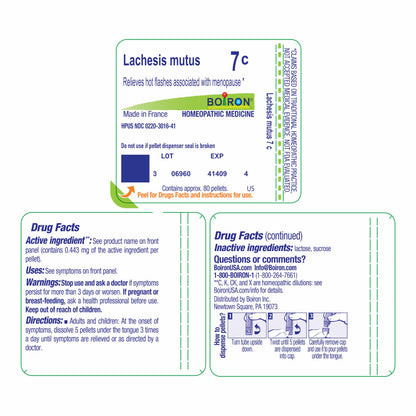 Boiron Lachesis Mutus 7C for Hot Flashes from Menopause - 80 Pellets BoironBuy Supplements Australia