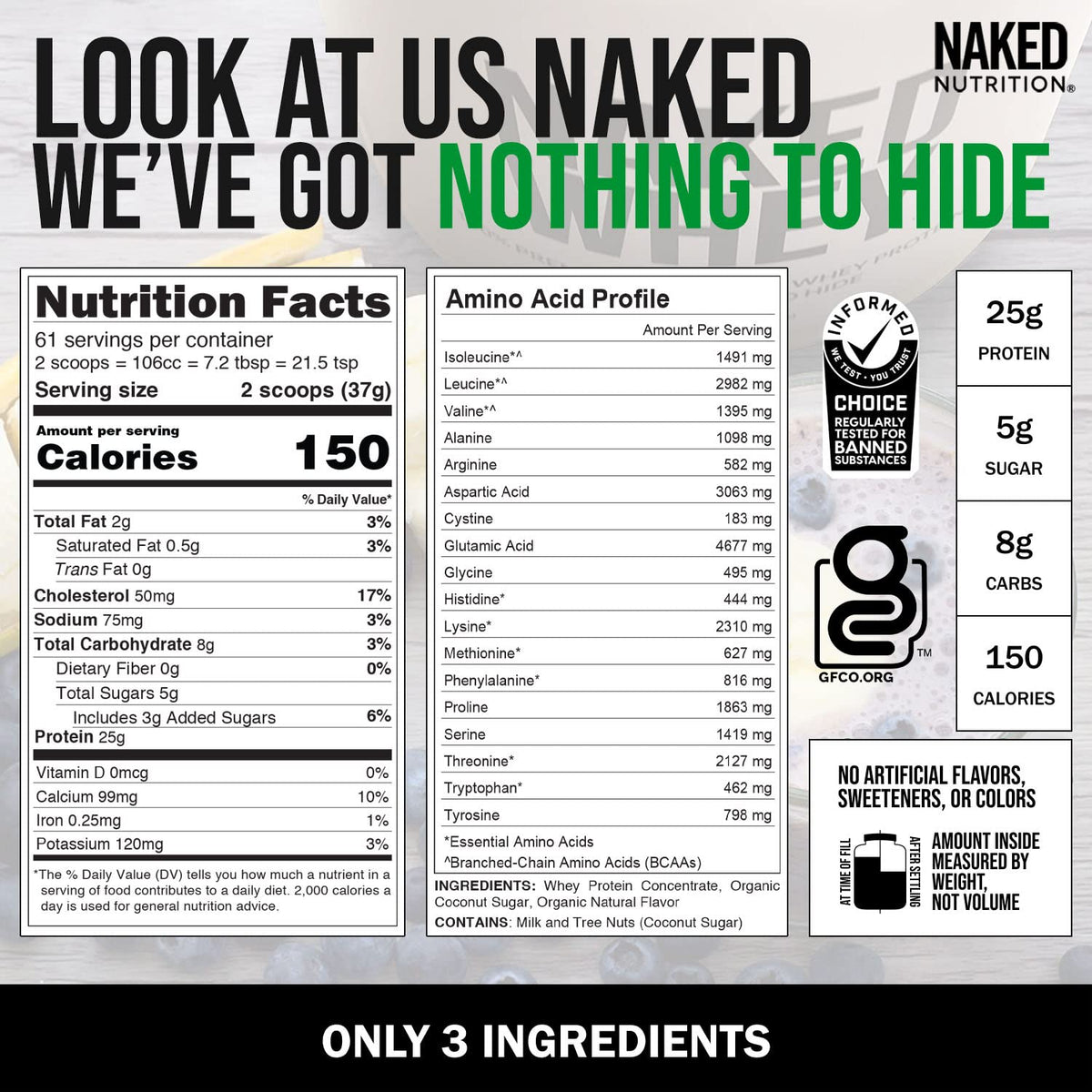 NAKED Nutrition Whey Vanilla Protein - All Natural Grass Fed Whey Protein Powder NAKEDBuy Supplements Australia