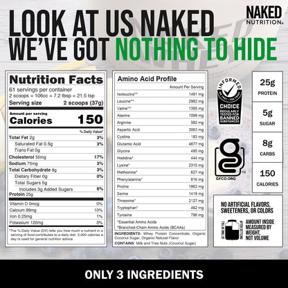 NAKED Nutrition Whey Vanilla Protein - All Natural Grass Fed Whey Protein Powder NAKEDBuy Supplements Australia