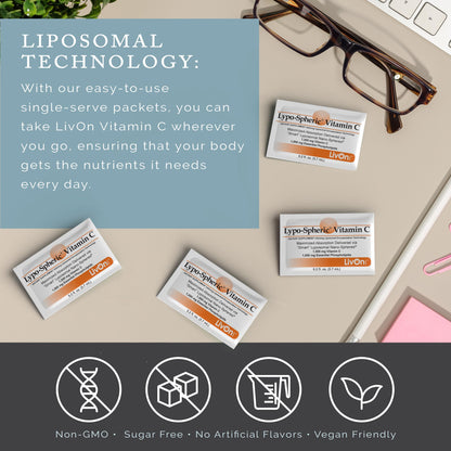 LivOn Laboratories - Lypo–Spheric Vitamin C – 1,000 mg Vitamin C & 1,000 mg Essential Phospholipids Per Packet – Liposome Encapsulated for Improved Absorption – Non–GMO - 12 Pack (360 Count) LivOn LaboratoriesBuy Supplements Australia