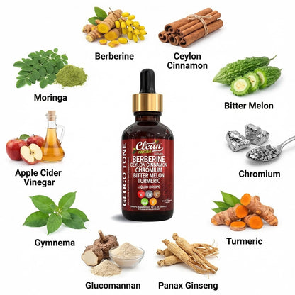 Clean Nutra Berberine with Ceylon Cinnamon Supplement Liquid Drops + Bitter Melon Extract, Glucomannan, Gymnema, Chromium