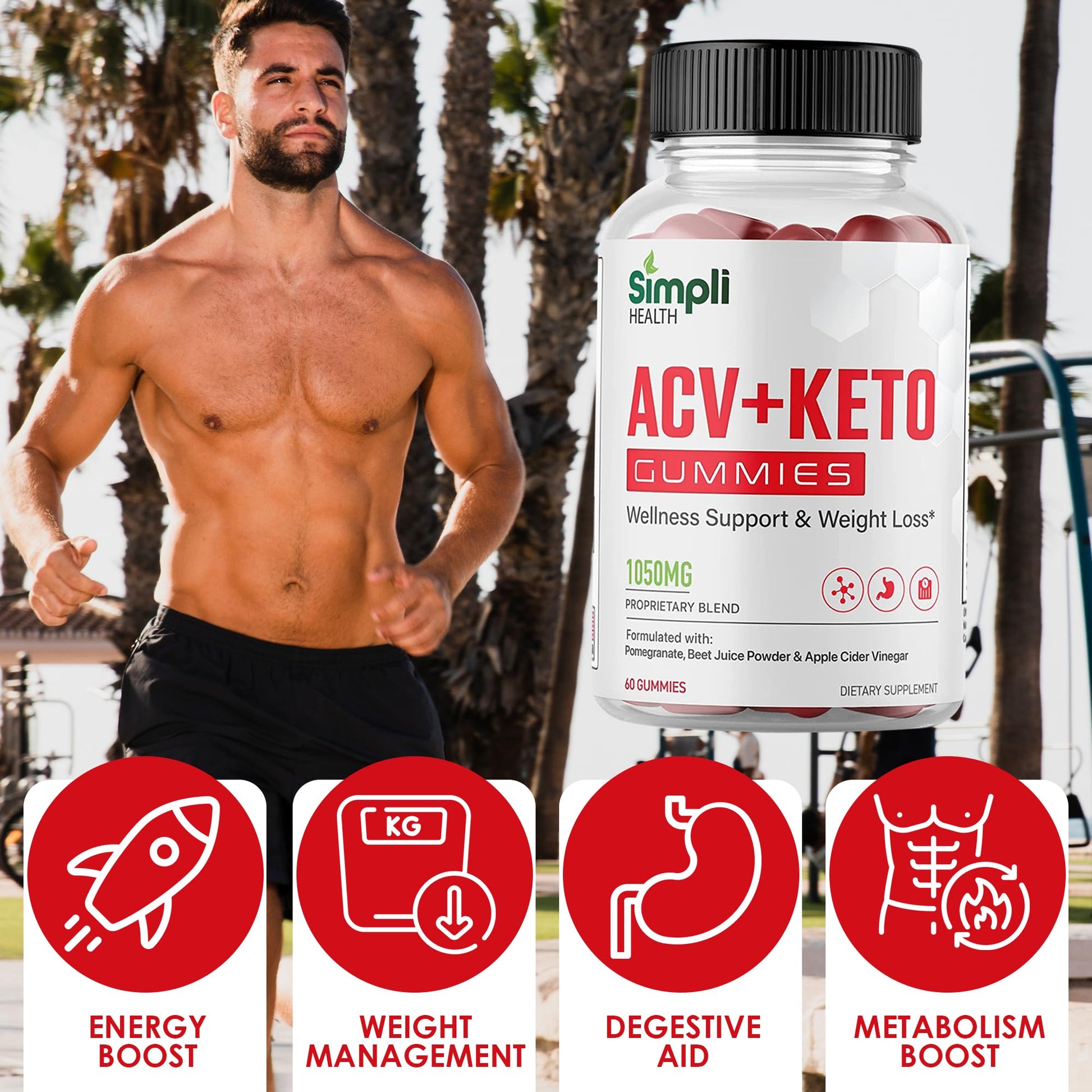 Nutrocell Simpli Health ACV Ketos Gummies Keto Apple Cider Vinegar 1050mg, Simplihealth NutrocellBuy Supplements Australia