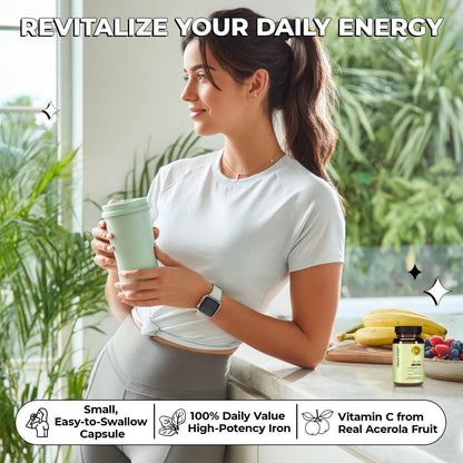 Future Kind Iron Supplement for Women and Men, Daily Energy & Focus, Chelated Iron Bisglycinate, 18mg 100% DV with Vitamin C for Absorption - Gentle on Stomach, Non-GMO Vegan Capsules, 30 Day Supply Future Kind buy supplements Au