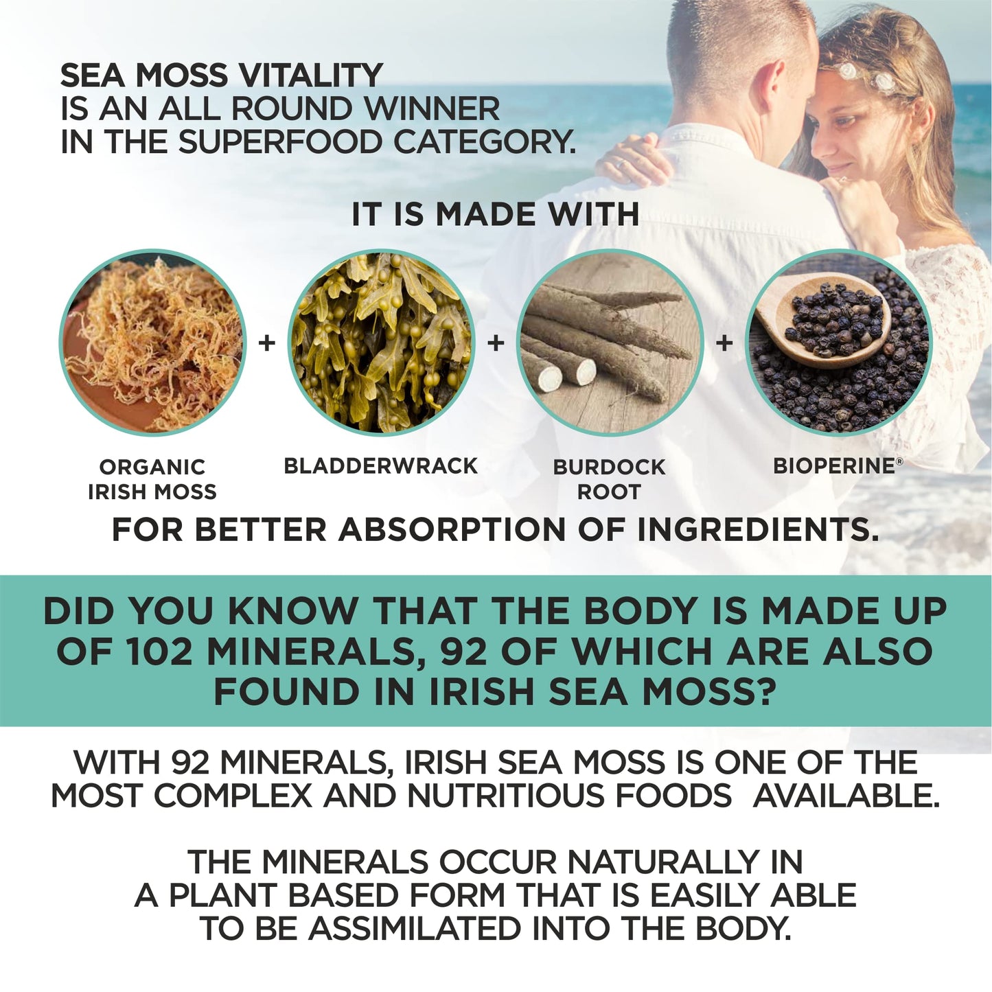 HerbaMe Organic Irish Sea Moss with Bladderwrack, Burdock Root & Black Pepper Extract HerbaMeBuy Supplements Australia