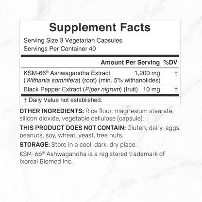 KSM 66 Ashwagandha 1,200mg with Black Pepper, 120 Veggie Capsules – Extra Strength Root Extract – High Absorption – Adaptogenic Supplements for Relaxation, Energy, & Brain Health – Non-GMO DEAL SUPPLEMENTBuy Supplements Australia