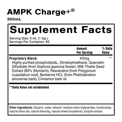 Quicksilver Scientific AMPK Charge+ - Support The Benefits of Intermittent Fasting, Carb Restrictive + Keto Protocols - Promotes Energy Production, Fat Breakdown + Healthy Aging (10.14oz / 300ml) Quicksilver ScientificBuy Supplements Australia