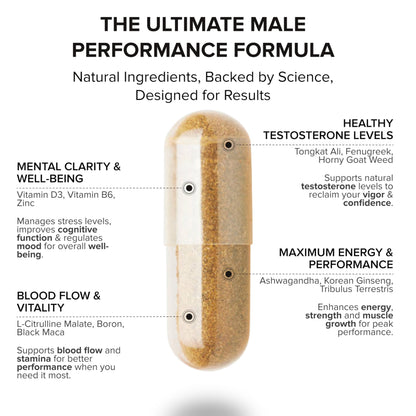 STRIVLABS Peak Potential 12-in-1  Support for Men – Fenugreek, Ashwagandha & Tongkat Ali – Natural Strength