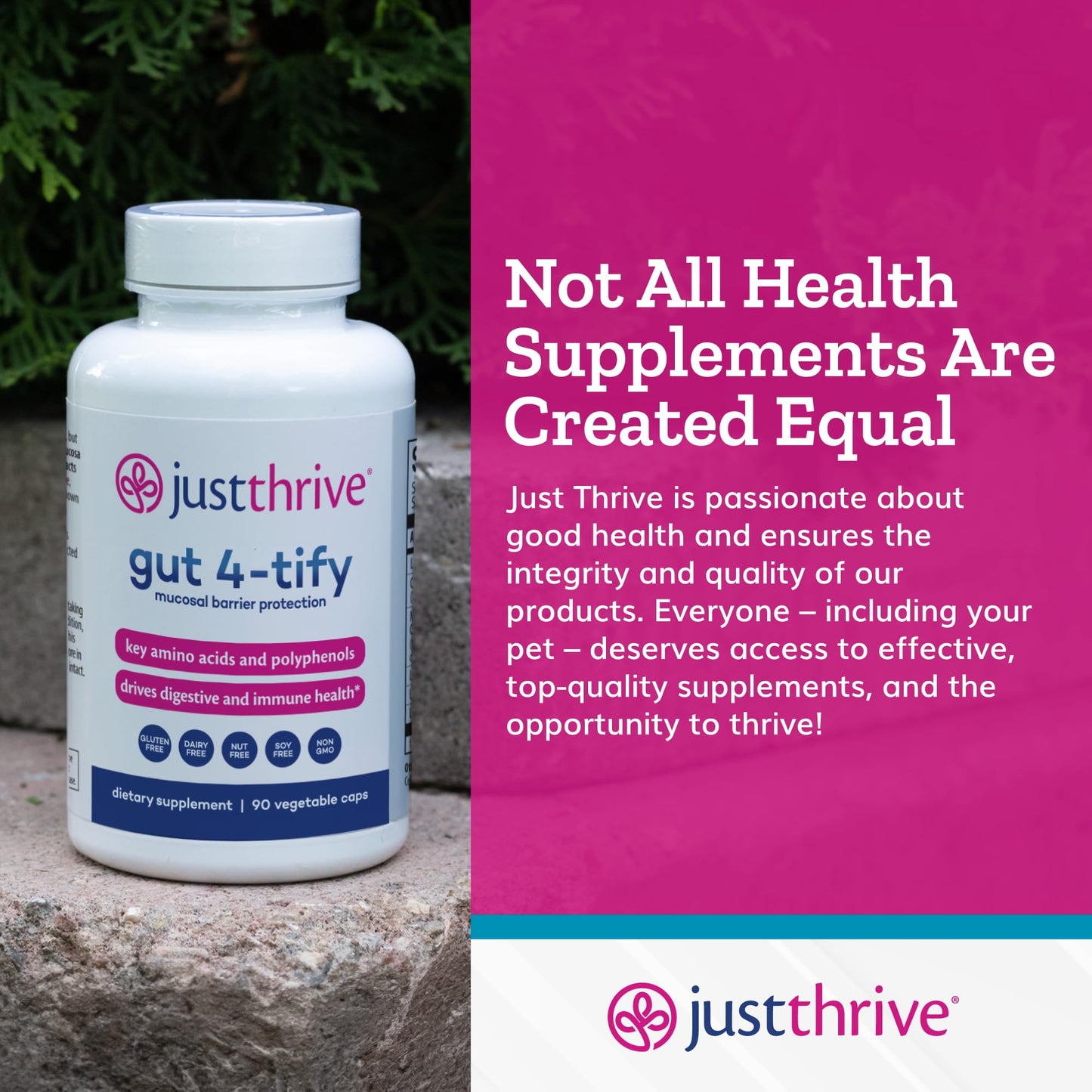Just Thrive Gut 4-tify - Gut Health Supplements for Women and Men - Anti Bloat, 90 Vegetable Capsules Just ThriveBuy Supplements Australia