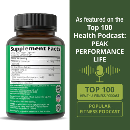 Ultra High Strength 4-in-1 Super Berberine Patented GlucoVantage + Wild Bitter Melon + Cinnamon Extract + Chromium Picolinate Vegan Capsules. Great Supplement to Support After-Meal Spikes and Energy Peak PerformanceBuy Supplements Australia