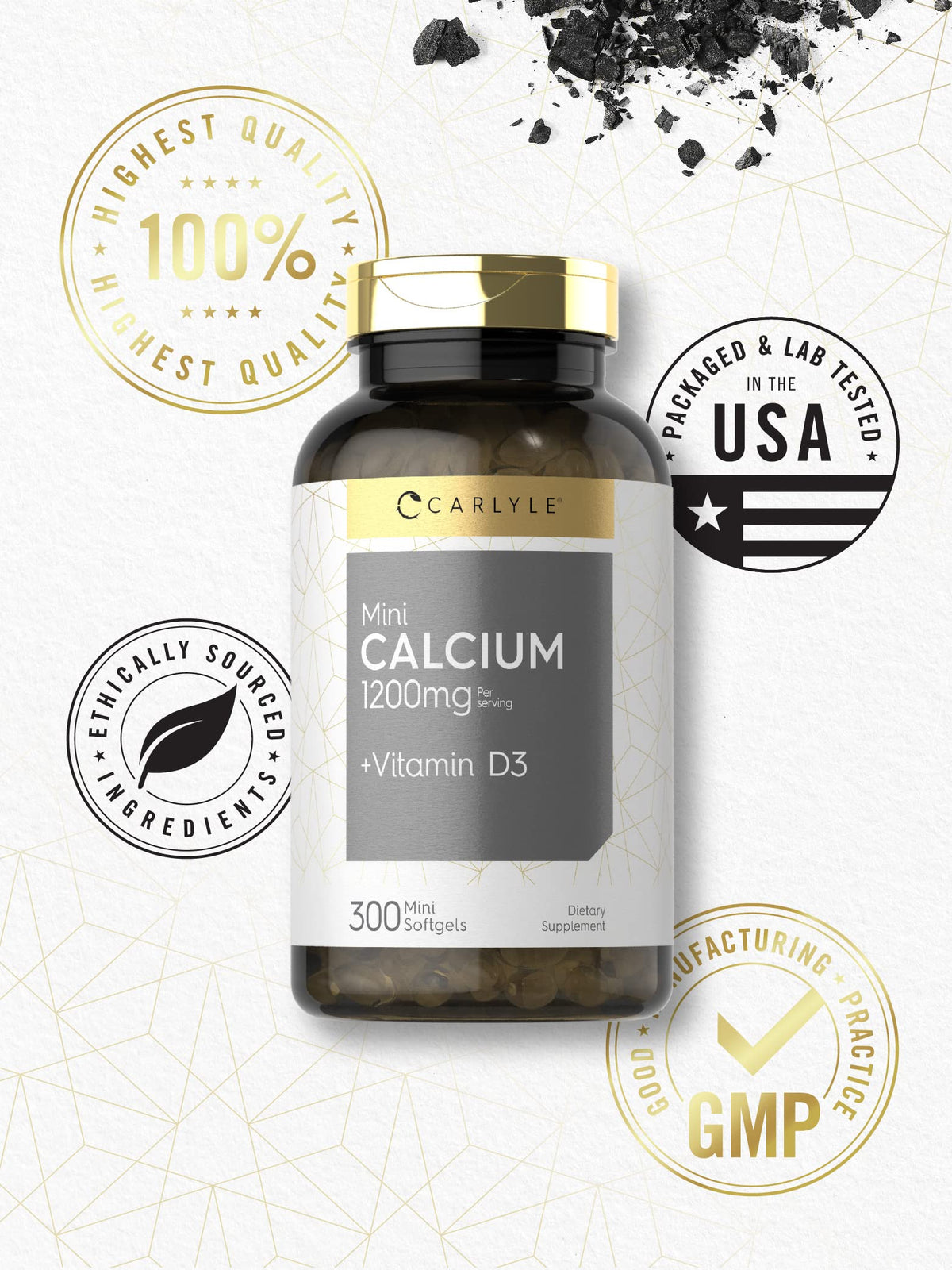 Carlyle Calcium 1200 mg with Vitamin D3 | 300 Softgels | Non-GMO and Gluten Free Supplement Carlyle buy supplements Au