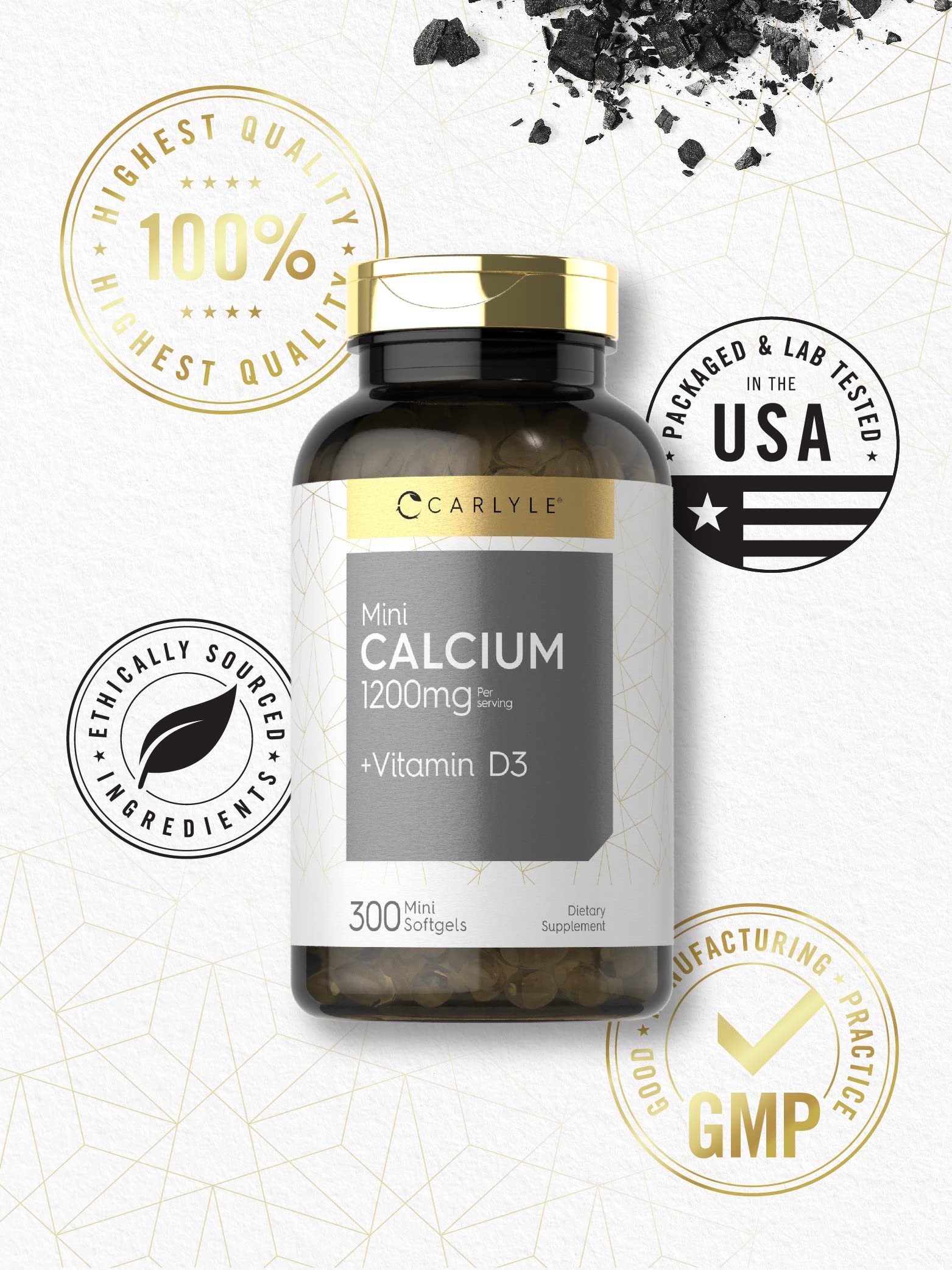 Carlyle Calcium 1200 mg with Vitamin D3 | 300 Softgels | Non-GMO and Gluten Free Supplement Carlyle buy supplements Au