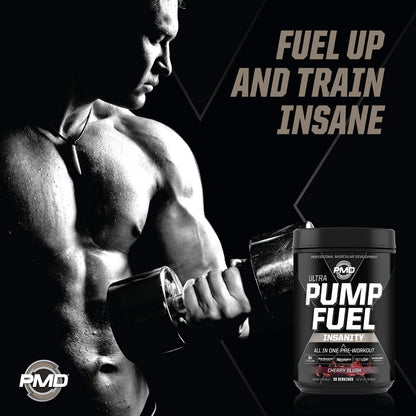 PMD Sports Ultra Pump Fuel Insanity - Pre Workout – Cherry Slush (30 Servings) Sports Omega Cuts Elite Thermogenic Fat Burner (90 Softgels)