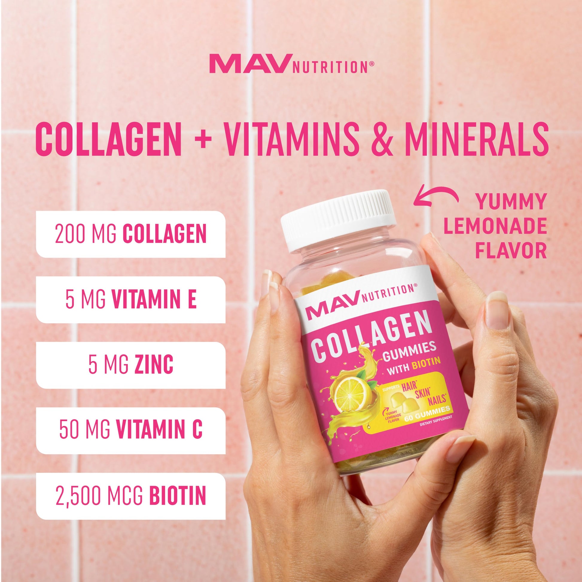 Collagen Gummies for Women | 200mg Hydrolyzed Collagen + 2500mcg Biotin, with Vitamin C, E & Zinc MAV NUTRITIONBuy Supplements Australia