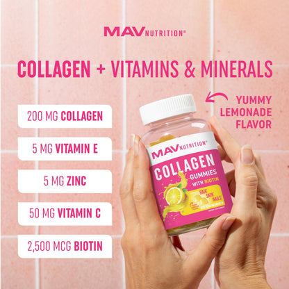 Collagen Gummies for Women | 200mg Hydrolyzed Collagen + 2500mcg Biotin, with Vitamin C, E & Zinc MAV NUTRITIONBuy Supplements Australia