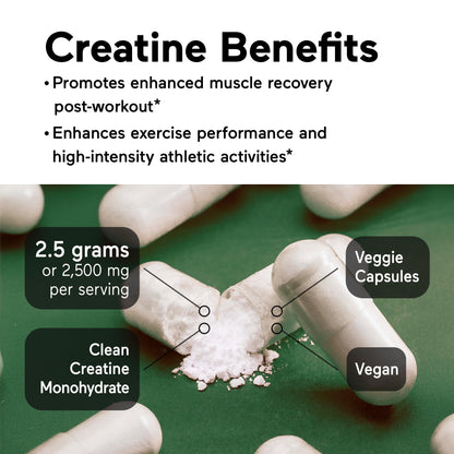 SMARTERNUTRITION Creatine Monohydrate Pills with 2500mg (2.5g) Per Serving, Vegan Capsules - Pre & Post Workout Recovery Support, Promotes Muscle Mass &. Endurance - 60 Count[30-Day Supply] SMARTERNUTRITIONBuy Supplements Australia