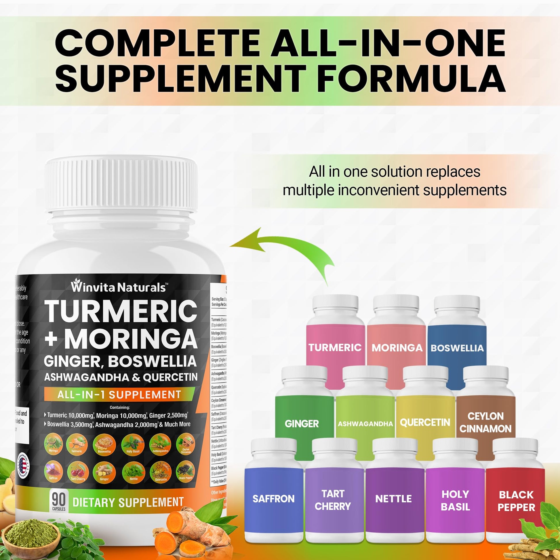 Turmeric Curcumin 10000mg Moringa 10000mg Boswellia 3500mg Ginger 2500mg Winvita NaturalsBuy Supplements Australia