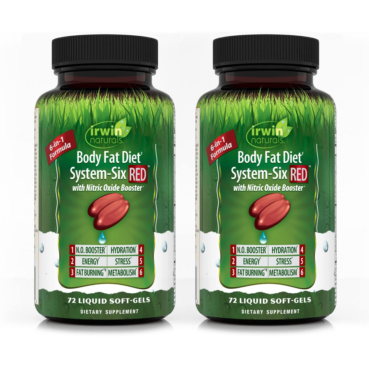 Irwin Naturals Body Fat Diet System-Six RED - 72 Liquid Soft-Gels, Pack of 2 - 6-in-1 Formula