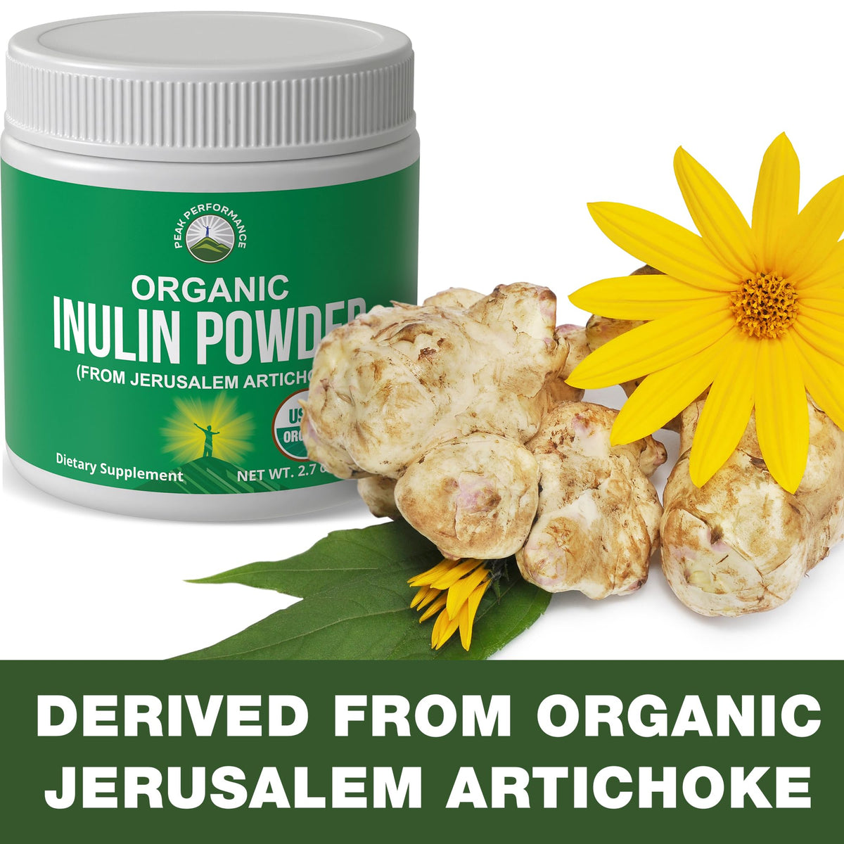 Peak Performance Organic Inulin Powder Natural Prebiotic Fiber for Gut Health. USDA Organic Raw Plant Based Vegan Prebiotics FOS Supplement from Jerusalem Artichoke Peak PerformanceBuy Supplements Australia