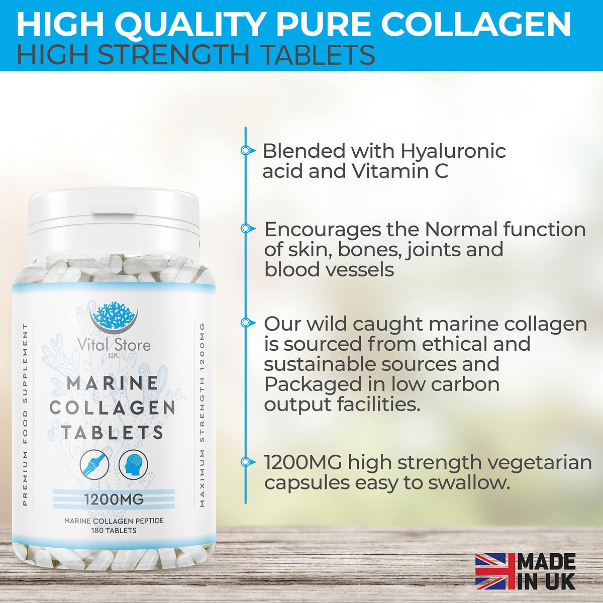 Marine Collagen Peptide Tablets 1200MG - 6 Month Supply - 180 High Strength Collagen Tablets My StoreBuy Supplements Australia