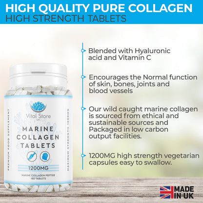 Marine Collagen Peptide Tablets 1200MG - 6 Month Supply - 180 High Strength Collagen Tablets My StoreBuy Supplements Australia