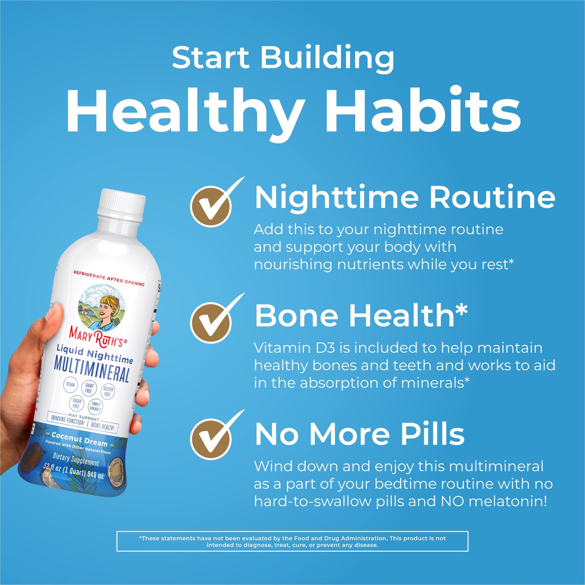 MaryRuth Organics Liquid Nighttime Multimineral | No Melatonin | Bedtime Routine | Magnesium Citrate | Calcium | Zinc | Vitamin D3| Available in 4 Flavors - Vegan | Sugar Free | Gluten Free | 32 Oz MARYRUTH'SBuy Supplements Australia