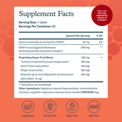 Youtheory Joint Collagen - Vegetarian Collagen Supplement with NEM Eggshell Membrane & Boswellia Extract - Dairy, Soy & Gluten Free - 60 Vegetarian Capsules YoutheoryBuy Supplements Australia