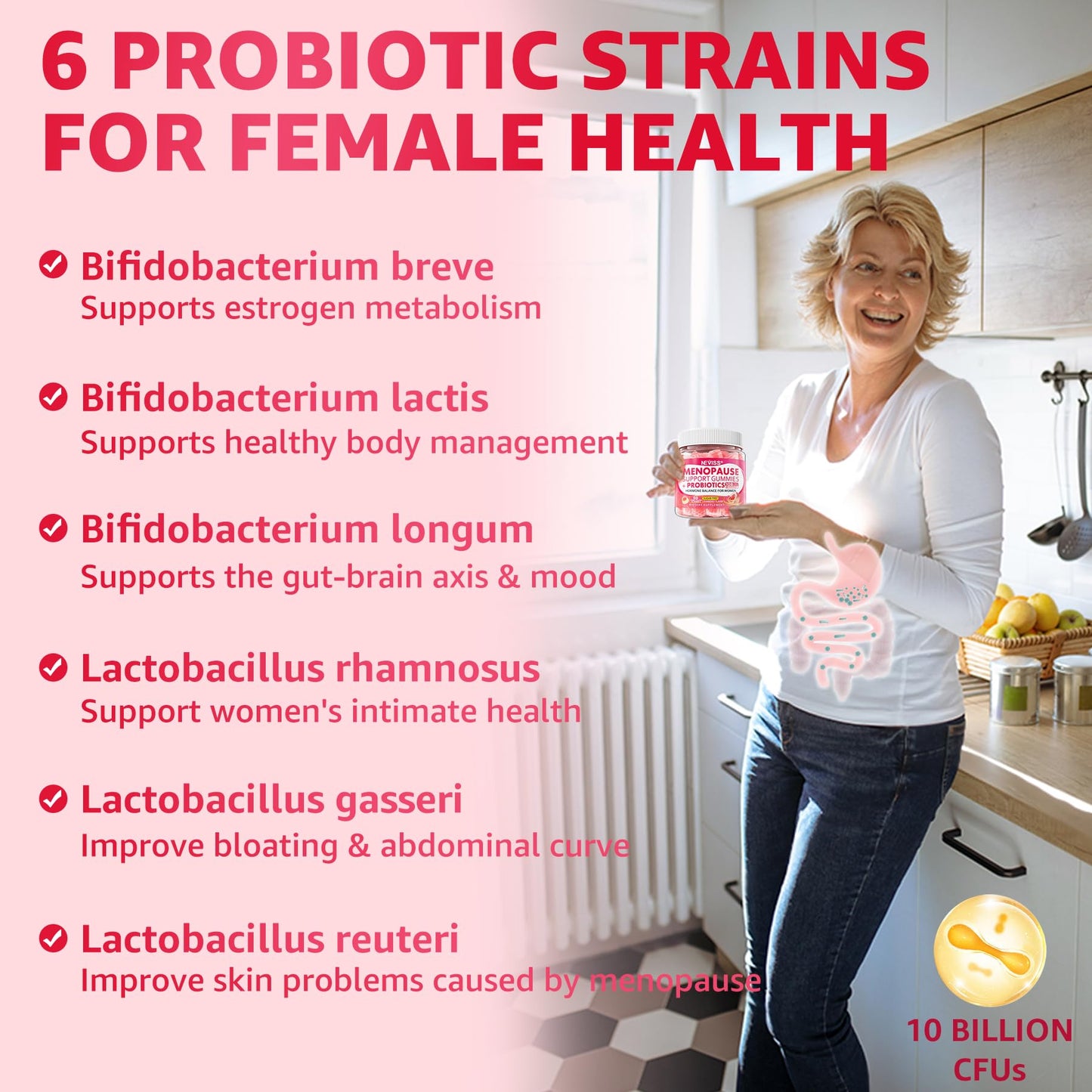 Sugar Free Menopause Supplement Gummies for Women, Menopause Probiotics (10 Billion CFU) Filled Gummy with Ashwagandha, Dong Quai & Black Cohosh for Hot Flashes, Night Sweats, Mood Swings, Gut Health NEVISSBuy Supplements Australia
