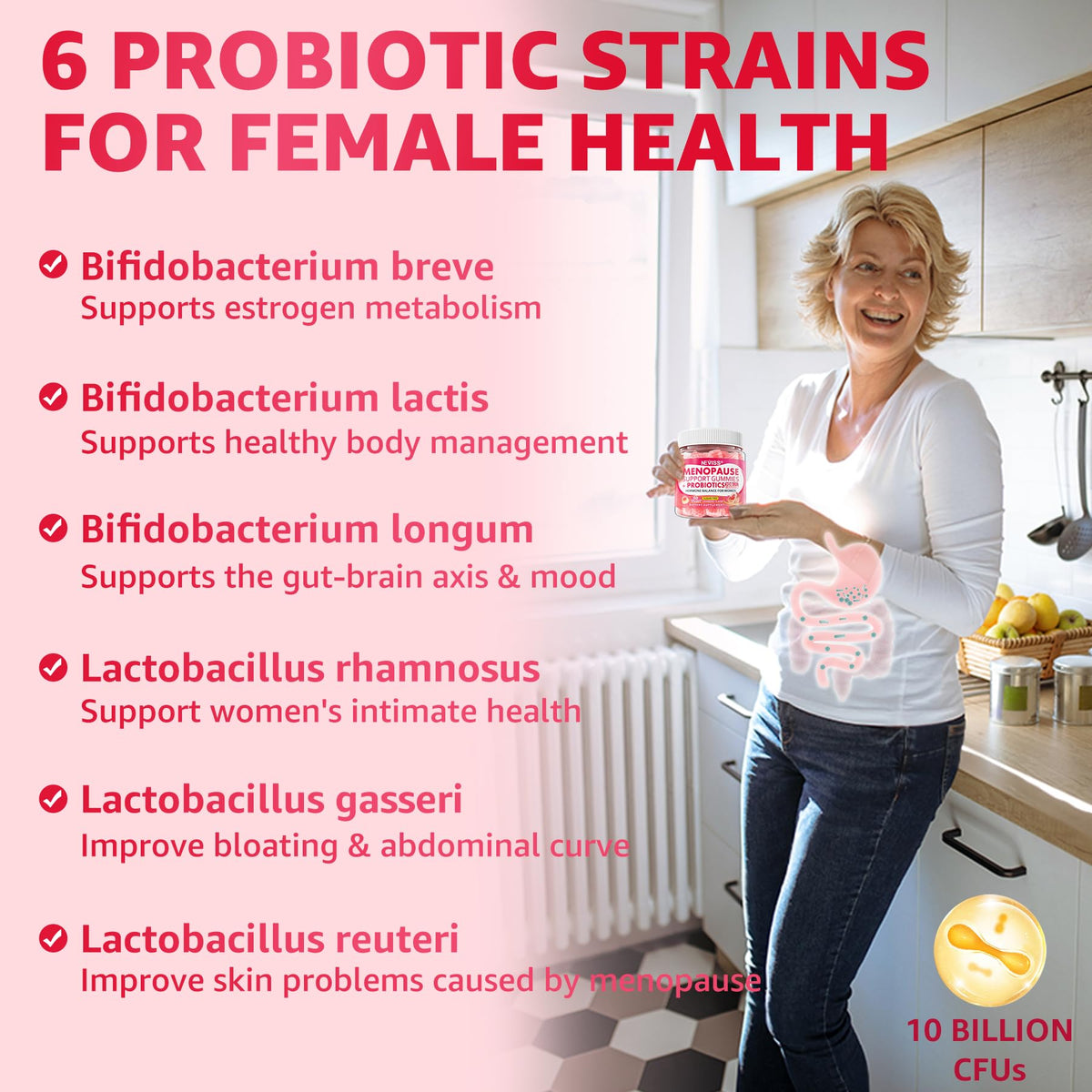 Sugar Free Menopause Supplement Gummies for Women, Menopause Probiotics (10 Billion CFU) Filled Gummy with Ashwagandha, Dong Quai & Black Cohosh for Hot Flashes, Night Sweats, Mood Swings, Gut Health NEVISSBuy Supplements Australia
