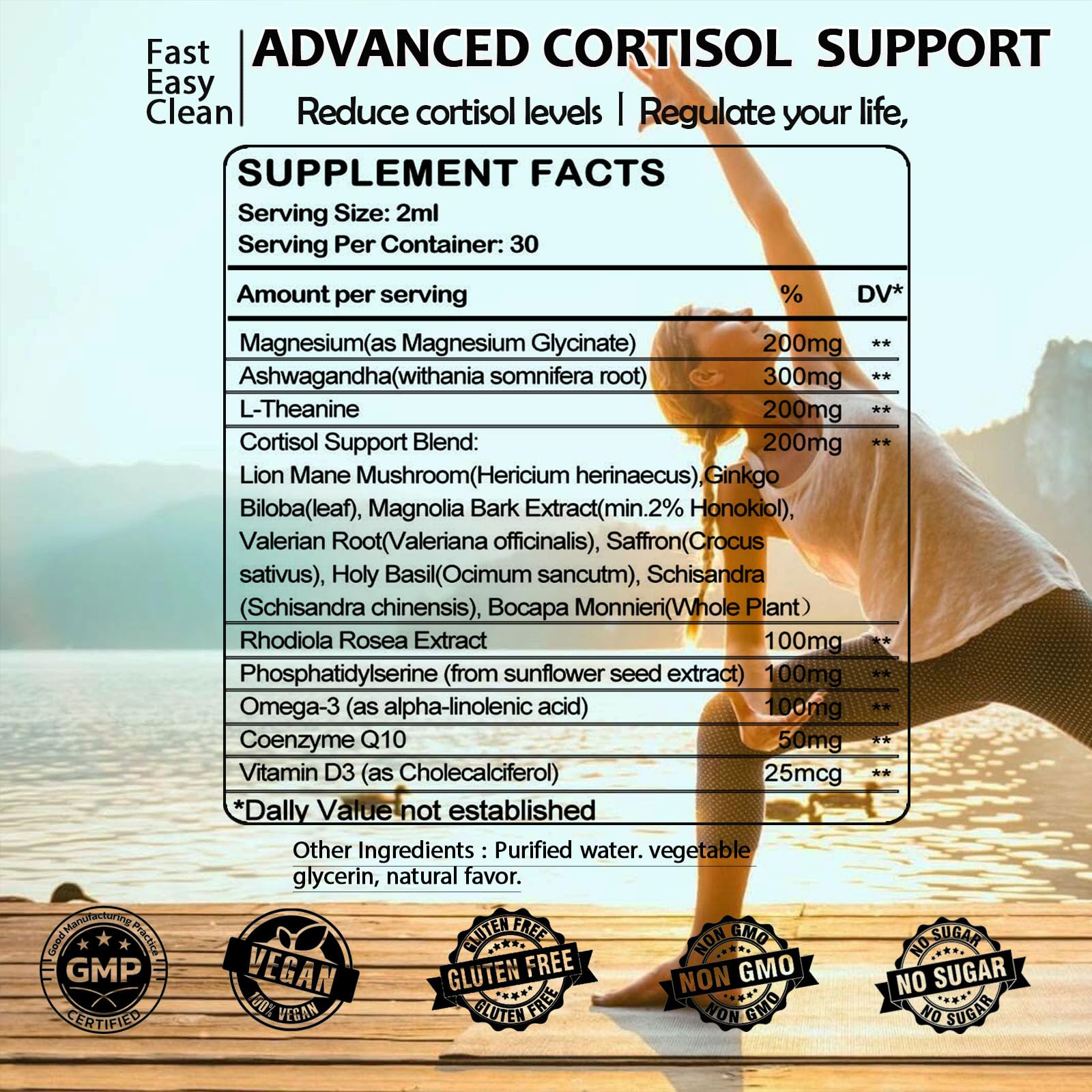 Cortisol Supplements for Women & Men, Cortisol Reducer Manager Detox Liquid Drops Extra Strength Magnesium Glycinate 200mg, L-Theanine & Ashwagandha丨Hormone Balance, Relaxation & Recess Mood GLOVVUUPBuy Supplements Australia