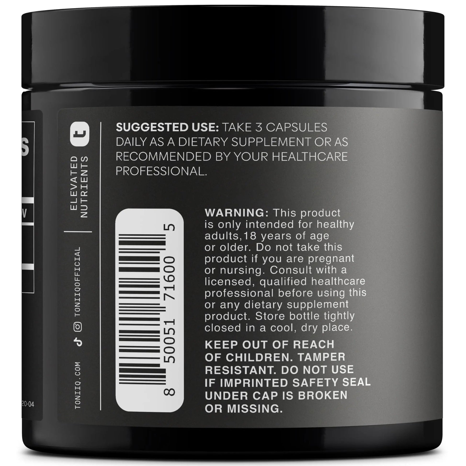 Toniiq Black Maca Root - Ultra High Potency 20:1 Extract - Single Origin, Wildcrafted & Highly Concentrated - Third-Party Lab Tested - 120 Capsules Toniiq buy supplements Au