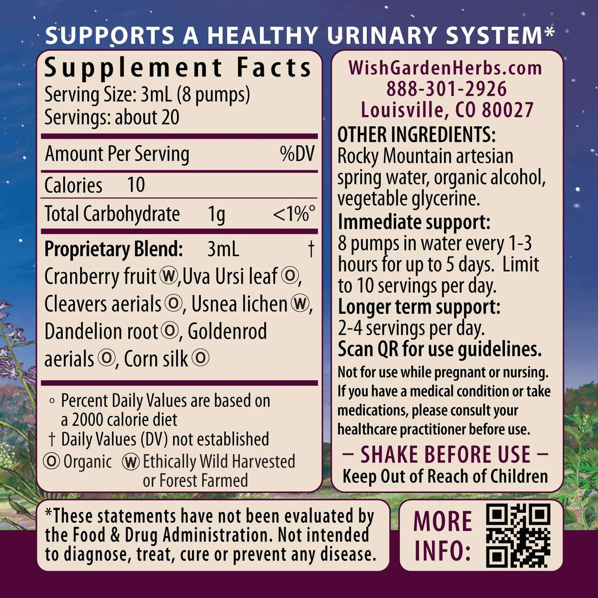 WishGarden Herbs Urinary Strength, Liquid Herbal Tincture, Cranberry, Uva Ursi & Usnea, Supports Urinary Tract Health, Eases Discomfort, Promotes Microbial Balance, 4oz WishGardenBuy Supplements Australia